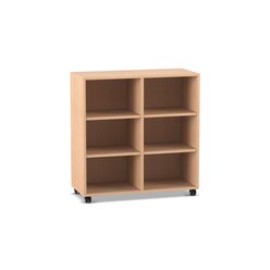 Flexeo� Regal, Ahorn honig, 6 F�cher, HxBxT: 98 x 94,1 x 40,8 cm, Rollen