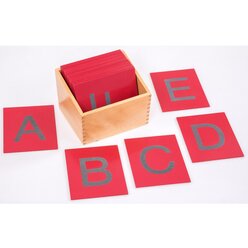 Fhl- und Tastplatten, Grobuchstaben in Holzbox