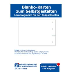 Blanko Karten fr Stpselkasten, 24 Stck