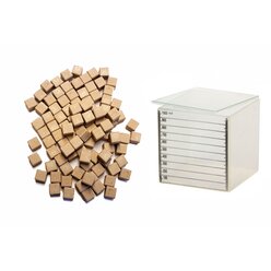 Dienes Einerwrfel 1000 Stck aus ReWOOD mit Dezi Messbecher