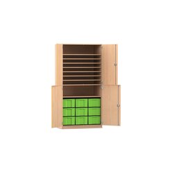 Flexeo Bastelschrank Julia, Buche hell, 9 groe Boxen, 9 Fcher, Schloss, BxHxT: 94,4x143,9x48 cm