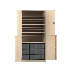 Flexeo Bastelschrank Julia, Ahorn honig, 9 groe transparente Boxen, 9 Fcher, Schloss, BxHxT: 94,4x143,9x48 cm