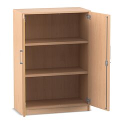 Flexeo Schrank mit Drehtren, Buche hell, 3 Ordnerhhen, HxBxT: 115,3x80x42, Bgelgriff eckig mit Schloss