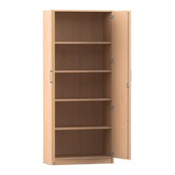 Flexeo Schrank mit Drehtren, Buche hell, 5 Ordnerhhen, HxBxT: 190x80x42 cm, Bogengriff mit Schloss