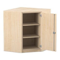 Flexeo Eckschrank, Ahorn honig, 3 Fcher, 1 Tr, Tiefe 40 cm, Bogengriff mit Schloss