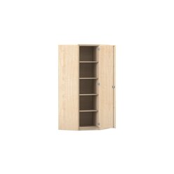 Flexeo Eckschrank, Ahorn honig, 4 Fachbden, HxT 190 x 60 cm, Bogengriff mit Schloss