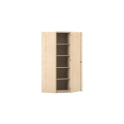 Flexeo Eckschrank, Ahorn honig, 4 Fachbden, HxT 190 x 60 cm, Griff mit Schloss