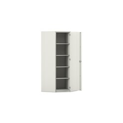 Flexeo Eckschrank, wei, 4 Fachbden, HxT 190 x 50 cm, Bogengriff mit Schloss