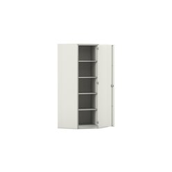 Flexeo Eckschrank, wei, 4 Fachbden, HxT 190 x 50 cm, Griff mit Schloss