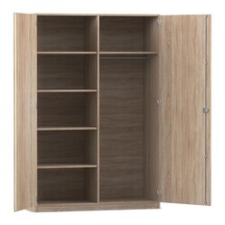 Flexeo Garderobenschrank mit einer Garderobe und 6 Fchern, Eiche natur, HxBxT: 190 x 126,4 x 60 cm, Dreholive