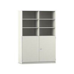 Flexeo Hochschrank wei 10 Fcher, 2 Halbtren, HxBxT: 190x126,4x50 cm, Bogengriff mit Schloss