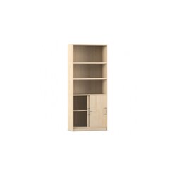 Flexeo Schiebetrenschrank mit Sockel, Ahorn honig, HxBxT 190x80x40 cm, Bgelgriff mit Schloss