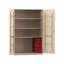 Flexeo Musikschrank, Ahorn honig, 4 Boxen rot, HxBxT: 190 x 126,4 x 60 cm, Schloss