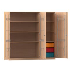 Flexeo Musikschrank, Buche hell, 6 groe Boxen bunt, Breite 190,5 cm, Schloss