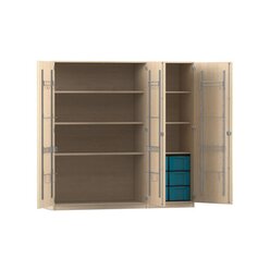 Flexeo Musikschrank, Ahorn Honig mit 6 groen Boxen blau, Schloss, (H x B x T): 190 x 190,5 x 60 cm