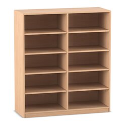 Flexeo Regal, Buche hell, 2 Reihen, 10 Fcher, HxBxT: 143,9x126,4x48 cm
