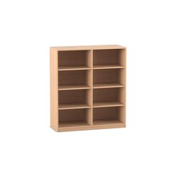 Flexeo Regal, Buche hell, 2 Reihen, 8 Fcher, mittelhoch, HxBxT: 126,4x143,9x48 cm