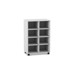 Flexeo Regal, Dekor grau, HxBxT: 98x66,5x40,8 cm, 2 Reihen, 8 Fcher, Rollen