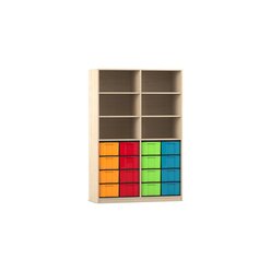 Flexeo Regal, Ahorn honig, 6 Fcher, 16 groe Boxen bunt, HxBxT: 190x126,4x48 cm