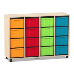Flexeo Regal, Ahorn honig, HxBxT: 92,3 x 130,7 x 40,8 cm, 4 Reihen, 16 groe Boxen, Sockel