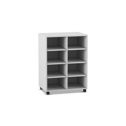 Flexeo Hochregal PRO grau, HxBxT: 99,1 x 73,1 x 48 cm, 2 Reihen, 8 Fcher, mit Rollen