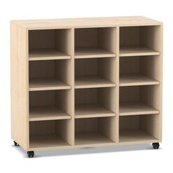 Flexeo Regal PRO, Ahorn honig, HxBxT 91,1 x 108,5 x 48 cm, 3 Reihen, 12 Fcher, mit Sockel