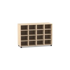 Flexeo Regal PRO, 4 Reihen, 16 Fcher, H x B x T: 99,1 x 143,9 x 48 cm, Ahorn honig, Sockel