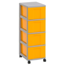 Flexeo Rollcontainer, HxBxT: 86 x 3 x 38 cm, mit 4 gro�en Boxen gelb