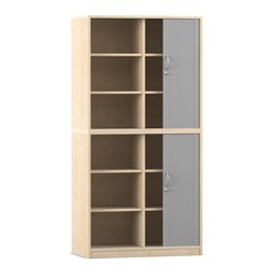 Flexeo Rollladenschrank, Ahorn honig, HxBxT: 190 x 94,4 x 48 cm, 12 Fcher, Mittelwand