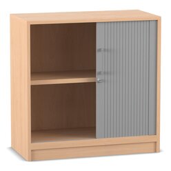 Flexeo Rollladenschrank mit Sockel, Buche hell, 2 Fcher, HxBxT: 80,1 x 80 x 40 cm, Bogengriff mit Schloss