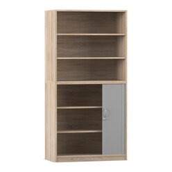 Flexeo Rollladenschrank, Eiche natur, 6 Fcher, 1 Tr unten, HxBxT: 190 x 94,4 x 58 cm