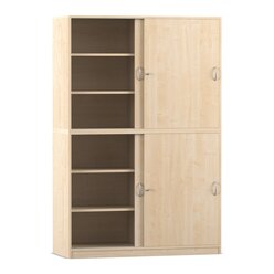 Flexeo Schiebetrenschrank, Ahorn honig, 12 Fcher, Mittelwand, 4 Tren, HxBxT: 190x126,4x48 cm
