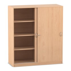 Flexeo Schiebetrenschrank Buche hell, 8 Fcher, Mittelwand, BxHxT 126,4 x 143,9 x 48cm