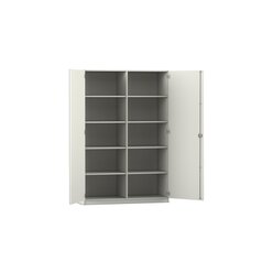 Flexeo Hochschrank wei 10 Fcher, 2 Tren, HxBxT: 190x126,4x50 cm, Bogengriff mit Schloss