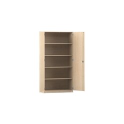 Flexeo Hochschrank mit Drehtren, Ahorn honig, 4 Fachbden, BxHxT: 94,4 x 190 x 40 cm, Bogengriff mit Schloss