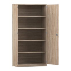 Flexeo Hochschrank mit Drehtren, Eiche natur, 4 Fachbden, HxBxT: 94,4 x 190 x 60 cm, Dreholive