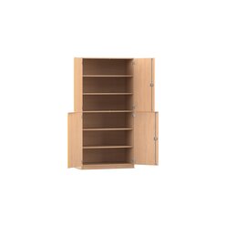 Flexeo Schrank Buche hell, 4 Halbtren, 6 Fcher, HxBxT 190x94,4x50 cm, Bogengriff mit Schloss