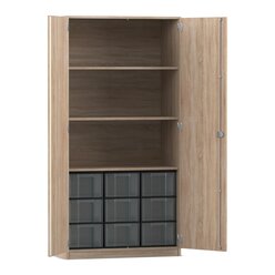 Flexeo Schrank, Eiche natur, HxBxT: 190x94,4x60 cm, 9 groe Boxen, 3 Fcher, 2 Tren,  Dreholive