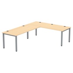 Flexeo Schreibtisch, Ahorn honig, Breite 200 cm mit Anbau 173x80 cm