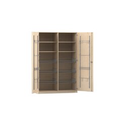 Flexeo Sportschrank mit Gertehaken, Ahorn honig, 6 Gitterkrbe, Schloss