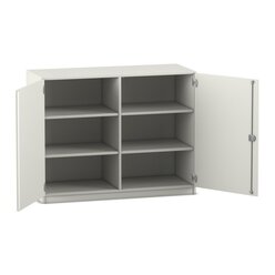 Flexeo Unterschrank wei, Sockel, 6 Fcher, 99,1 x 126,4 x 40 cm, Bogengriff mit Schloss