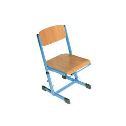 Ecoflex Schlerstuhl hhenverstellbar 34-42 cm, Stahlfarbe blau. Filzgleiter