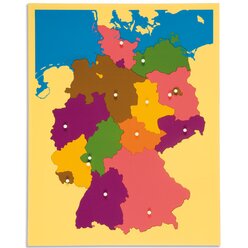 Montessori Geografie-Set 1: Deutschland und Europa: Puzzlekarte mit Kontrollkarten und Bezeichnungskarten, inkl. Flaggen