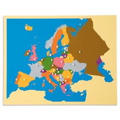 Montessori Geografie-Set 1: Deutschland und Europa: Puzzlekarte mit Kontrollkarten und Bezeichnungskarten, inkl. Flaggen