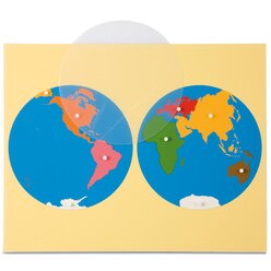 Montessori Geografie-Set 2: Erdteile: Stempel und Puzzle der Erdteile, Namenskrtchen, Globus, Kontrollkarte, Tiere aus aller Welt