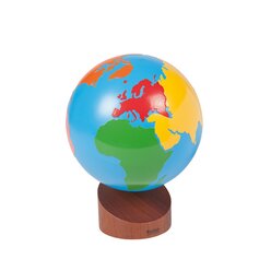 Montessori Geografie-Set 2: Erdteile: Stempel und Puzzle der Erdteile, Namenskrtchen, Globus, Kontrollkarte, Tiere aus aller Welt