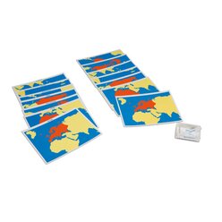 Montessori Geografie-Set 2: Erdteile: Stempel und Puzzle der Erdteile, Namenskrtchen, Globus, Kontrollkarte, Tiere aus aller Welt