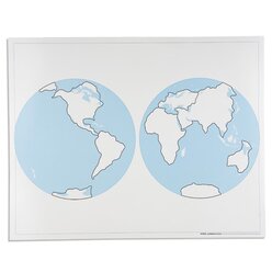 Montessori Geografie-Set 2: Erdteile: Stempel und Puzzle der Erdteile, Namenskrtchen, Globus, Kontrollkarte, Tiere aus aller Welt