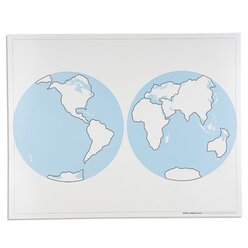 Montessori Geografie-Set 2: Erdteile: Stempel und Puzzle der Erdteile, Namenskrtchen, Globus, Kontrollkarte, Tiere aus aller Welt