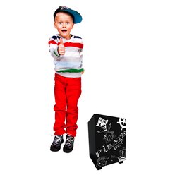 Kinderhocker mit Trommelfunktion, Piratendesign, Sitzhhe 38cm